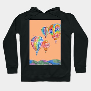 Air Balloon Watercolor Painting on Apricot Orange Balloons Hoodie